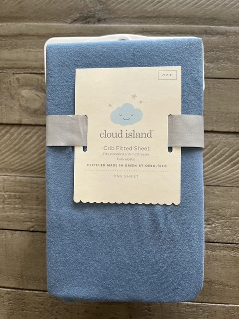Sábana de cuna ajustada Cloud Island Bergen mezcla de poliéster azul periwinkle periwinkle calentado