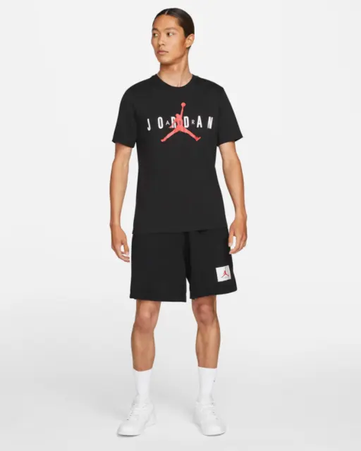 Nike Jordan Air Wordmark Logo Tee Mens T-Shirt Black Multi Size Sportswear Top