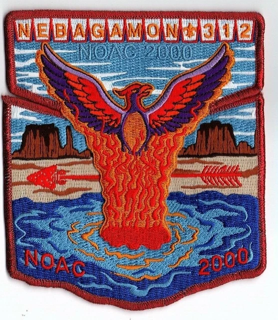 Boy Scout OA 312 Nebagamon Lodge 2000 NOAC Red Mylar Border Flap Set