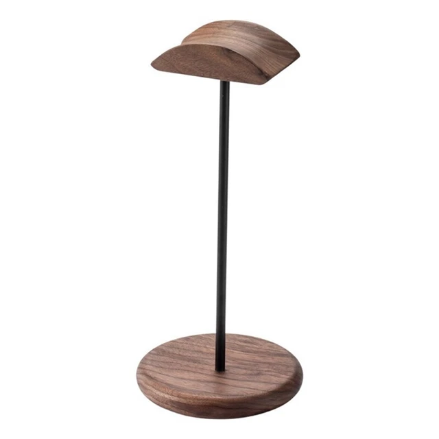 Support Pour Casque En Bois De Noyer Et Métal - Porte-casque De Bureau Amovible Et Antidérapant - 5