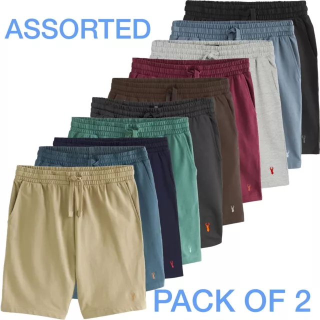 NEXT 2 Pack Mens Lounge Elasticated Lightweight Shorts Cotton Jersey PJ's Pants