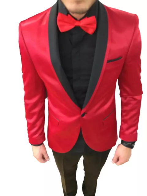 Designer Party Suit Smoking Red Shiny Shawl Collar Suit Wedding Suit 44 3