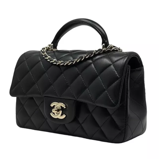 NIB 23K CHANEL Mini Rectangular Flap Bag with Top Handle in Black Lambskin  $6,988.00 - PicClick