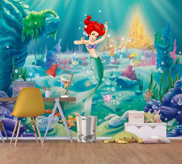 Girl bedroom wallpaper Ariel Disney wall mural 360x270cm The Little Mermaid