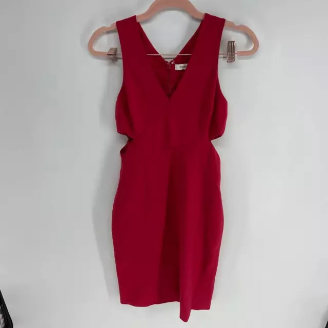 Elizabeth and James red Tank V neck side cut out sheath cocktail dress womens 4