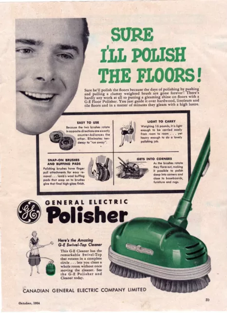 1954 General Electric Floor Polisher Print Ad icszc12