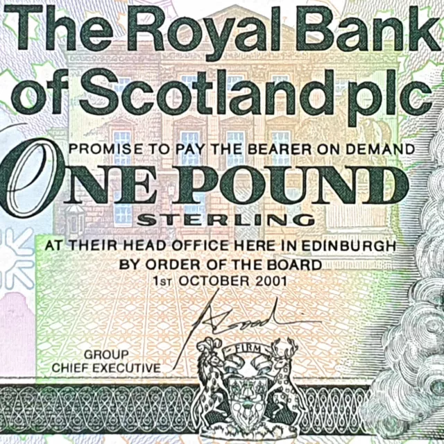 10 x Uncirculated Consecutive Last Royal Bank of Scotland £1 Notes of 1 Oct 2001 3