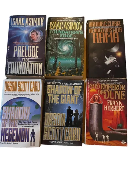 Science Fiction Book Lot Of 6 Various Authors Clark Herbert Asimov Card
