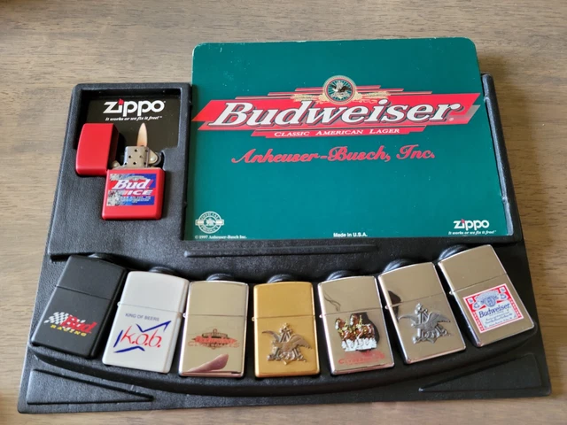 Zippo Budweiser collector's set + display