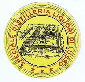 Speciale Distilleria Liquori Di Lusso, 3 star B&W factory antique label #105