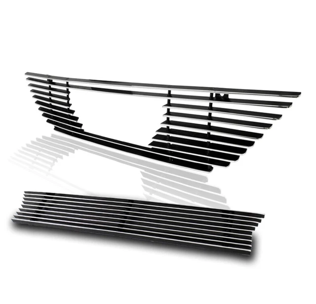 99-04 Ford Mustang Saleen Style Upper +Bumper Billet Grille Logo Open 2Pcs Combo
