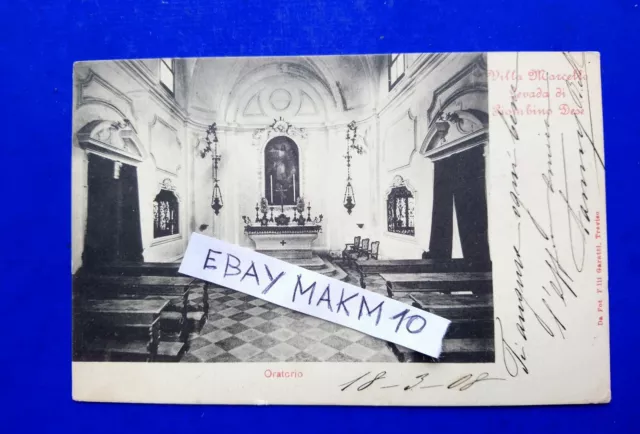 🔵 Cartolina Piombino Dese Villa Marcello Levada Chiesa Oratorio 1908 Rara 🤣