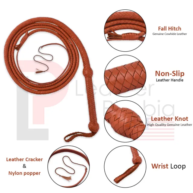 Cow Hide Leather BULL WHIP 04 to 10 Feet Long 12 Plaits Indiana Jones Whip 2