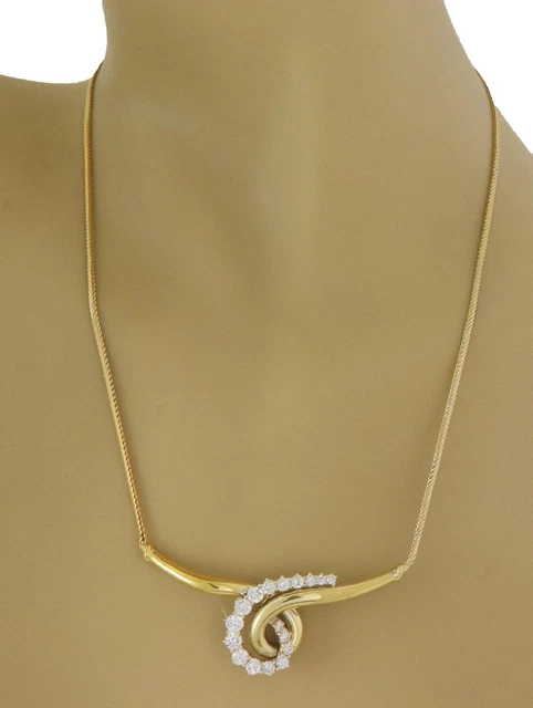Jose Hess Diamond 18k Yellow Gold Wide Loop Pendant Necklace Jose Hess Diamond 18k Yellow Gold Wide Loop Pendant Necklace