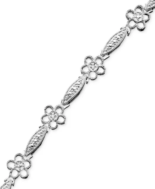 Victoria Townsend Sterling Silver Bracelet, Diamond Accent Flower Link #1171