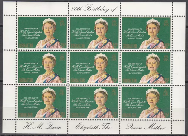 Gibraltar No. KB 408** (x9) - 80th Birthday of Queen Mother