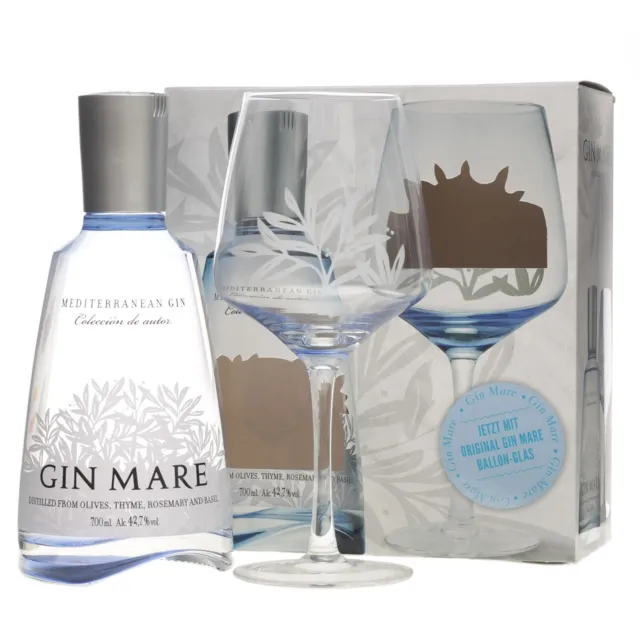 Gin Mare 0,7  Liter Geschenkset mit Glas
