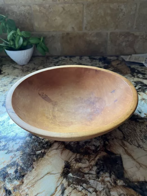 Vintage Wooden Dough Bread Salad Fruit Bowl Primitive Hand Carved 11”