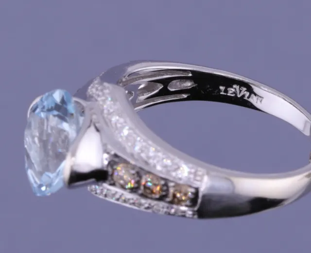 LeVian Le Vian 14K Aquamarine and Diamond Ring Perfect Condition Size 7 3