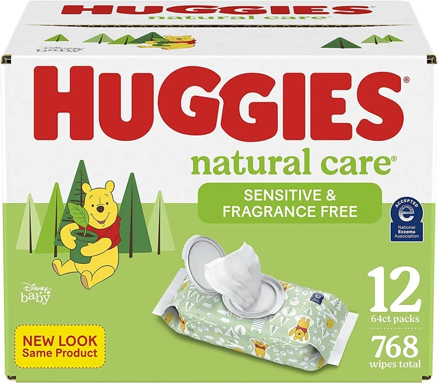 Baby Wipes,Natural Care Sensitive Baby Diaper Wipes 12 Flip-Top Packs (768Wipes)
