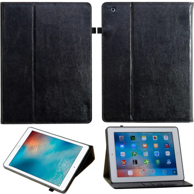 Leder Schutzhülle für Apple iPad 2017 Tablet Tasche Cover Case Stand schwarz