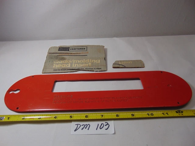 Vintage Craftsman Dado/Molding Head Insert for 10" & 12" Table Saws Model #29997
