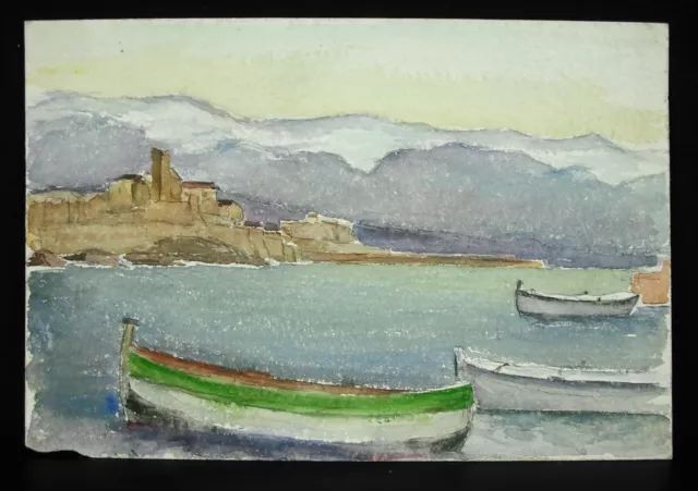 Albert Davis Dibujo Puerto Playa El Protección Salice Nuevo Viejo Antibes Fuerte