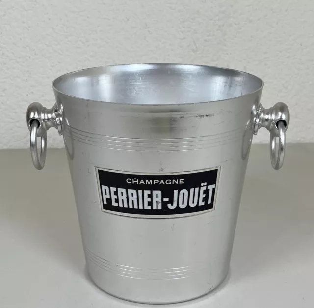 Ancien vintage magnifique seau à champagne, glaçe Perrier-Jouët en aluminium