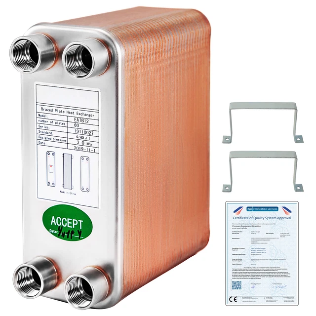 Échangeur De Chaleur à Plaques NORDIC TEC BA-12 - Acier Inox, 25-100kW, Classe A+++, Fabrication Allemagne - Neuf En Emballage D'origine