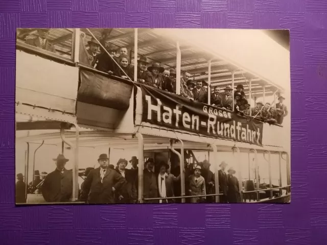 Foto AK alt antik große Hafen Rundfahrt Hamburg Dampfer Schiff ship old Photo