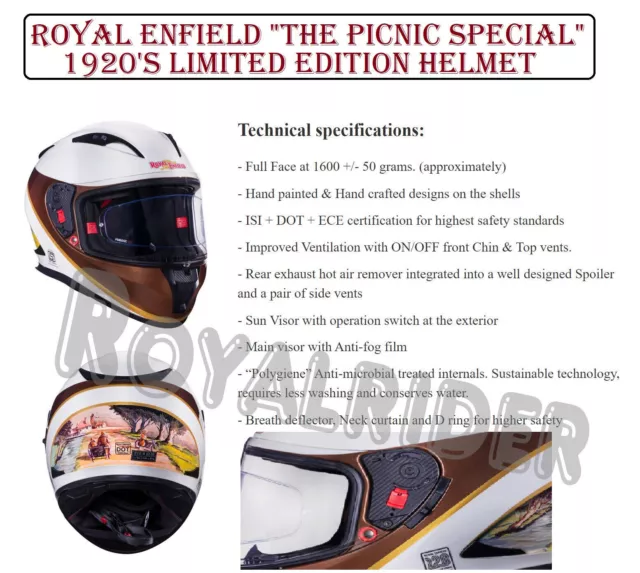 Fits Royal Enfield " THE PICNIC SPECIAL " 1920'S LIMITED EDITION HELMET