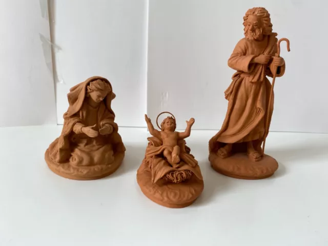 Statuette Artistiche Presepe  In Terracotta Di P.grasso Sacra Famiglia