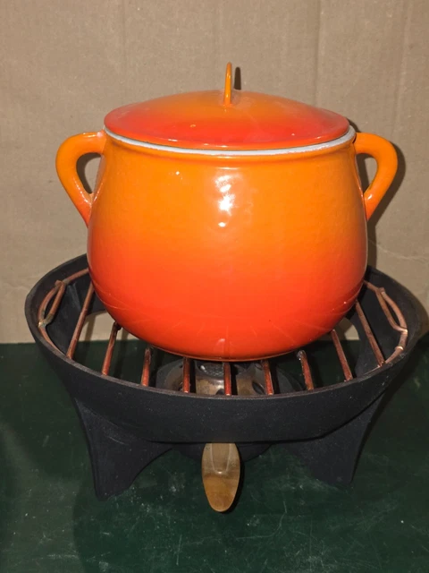LE CREUSET SERVICE A Fondue Enzo Mari La Mama + Fourchettes - Vintage EUR 39,90 - FR