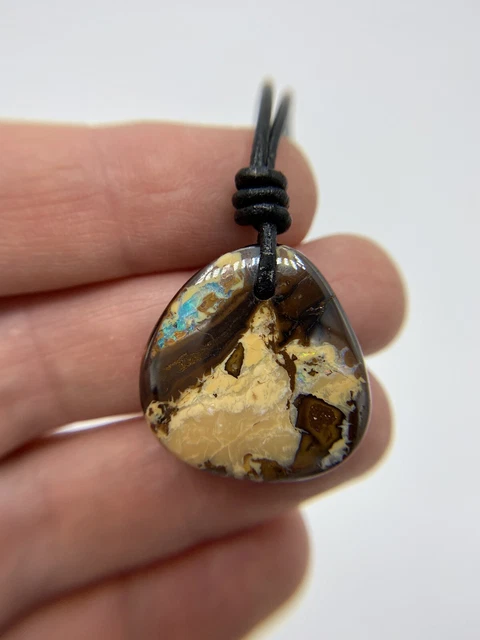 Australian Boulder Opal Leather Cord Necklace