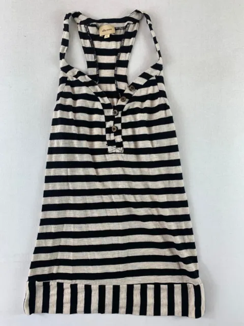 Ella Moss TANK TOP WOMENS SMALL BLACK STRIPED HENLEY SLEEVELESS