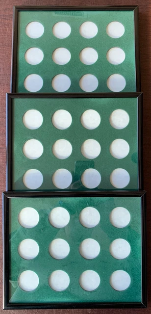 Three (3) 39MM Chip Insert Display Boards With Frames Holds 12 Chips Each 8 x 10