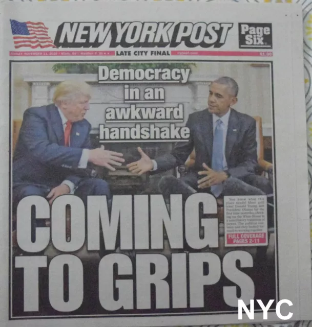 Donald Trump Barack Obama New York Post November 11 2016