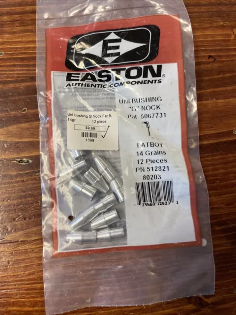 Easton Authentic Components Uni Bushing G Nock Fatboy-14 Grains- 12 Pieces