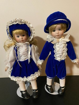 marian yu porcelain girl & boy dolls with stands