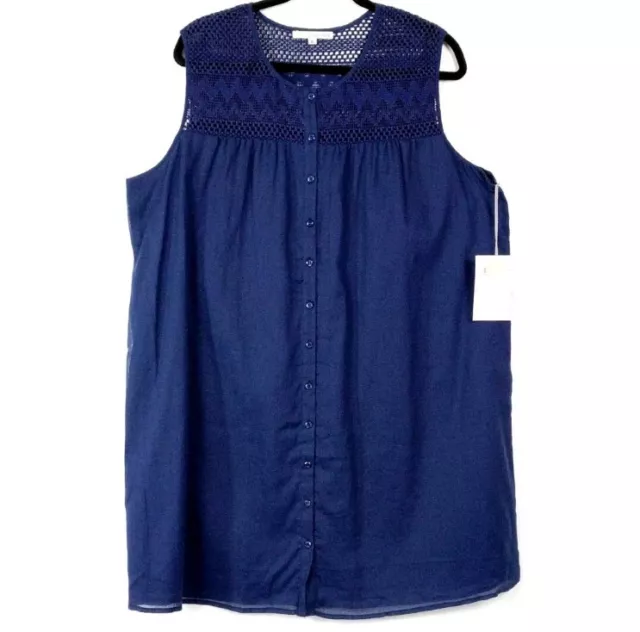 JOHNNY WAS DRESS 4 Love Liberty S Tunic Blue Crochet Button Sleeveless ...