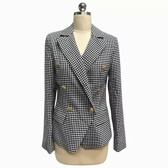 Steve Madden Nwt! Double Breasted Houndstooth Blazer Size M