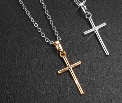 Gold Cross Pendant 925 Sterling Silver Chain Necklace Womens Jewellery Love Gift