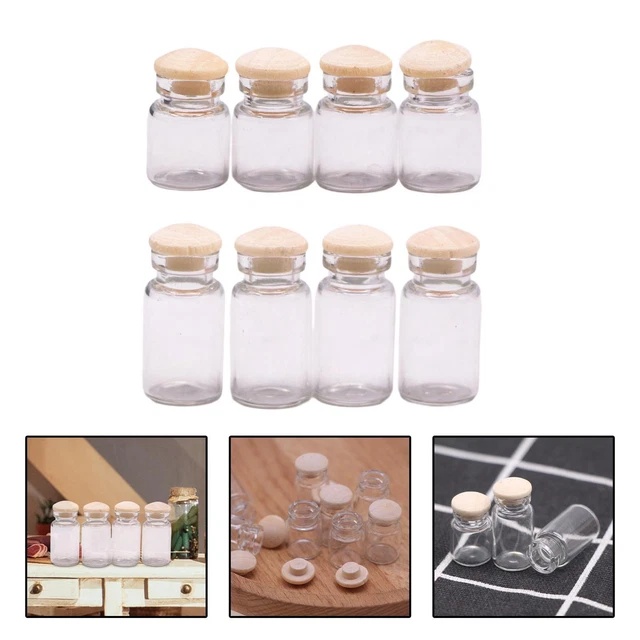 Fegtrty Lot 8 Mini Pots Crème Verre Transparent Avec Poignée Bois 50ml - Service Sauce Beurre