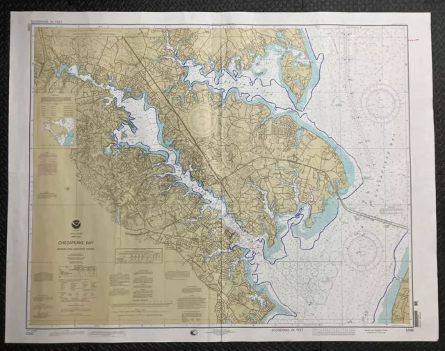 Chesapeake Bay Annapolis Large Original Nautical Sailing Coastal Survey Map