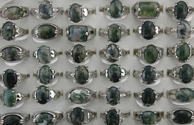 Wholesale Jewelry Mixed Lots 60pcs Lady's Natural Stone Fashion Silver P Rings