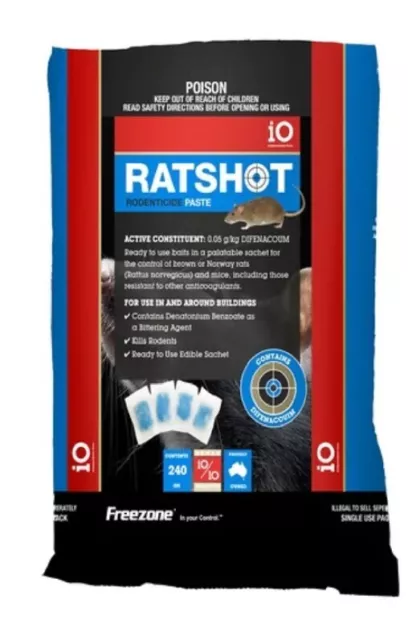 Io Ratshot Blue Rat Mouse Rodent Poison Bait Paste 240gm