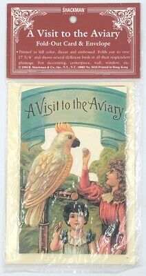 Tarjeta desplegable y sobre 1994 vintage de B Shackman A Visit to the Aviary nuevo en paquete