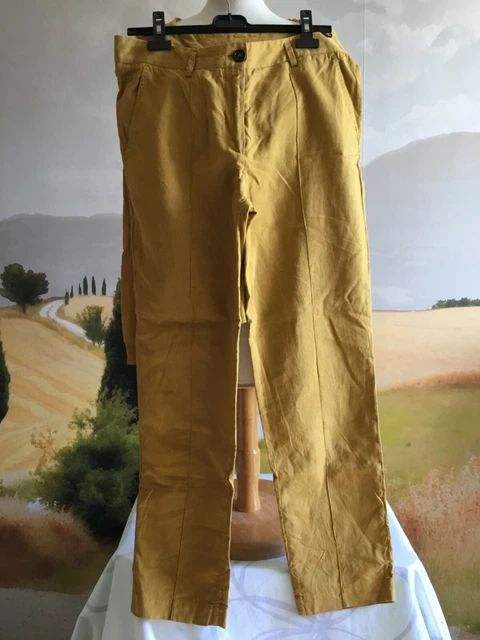 Pantalon Femme JOSEPH JANARD En Lin Marron - Taille 38, Occasion En Très Bon état, Fabriqué En France