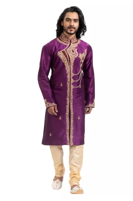 Indian Traditional Hand Embroidery Men's Outfit Festival Party Wear Ethnic Suit