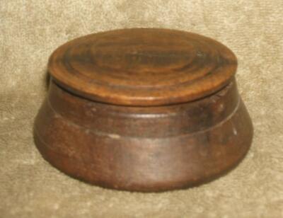 Late 1700's Hand Carved Walnut Burl Treenware Covered Dresser Jar